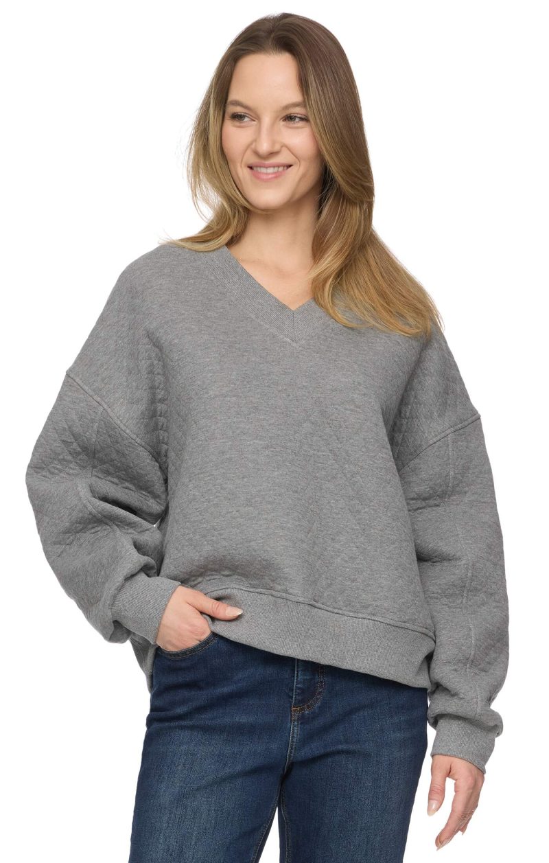 Threadgrit® Abigail Quilted V-Neck Pullover - Image 3