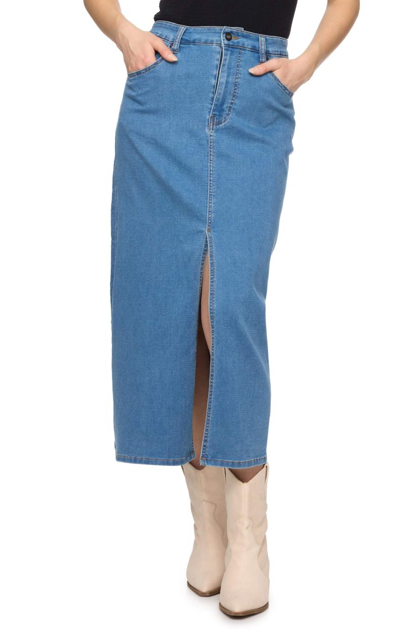 Threadgrit® Charlotte Denim Midi Skirt